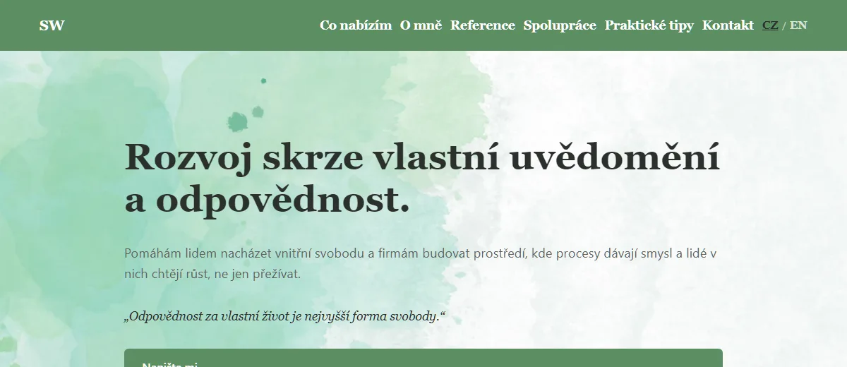 Náhled webu Šárka Williams — osobnostní a business coaching